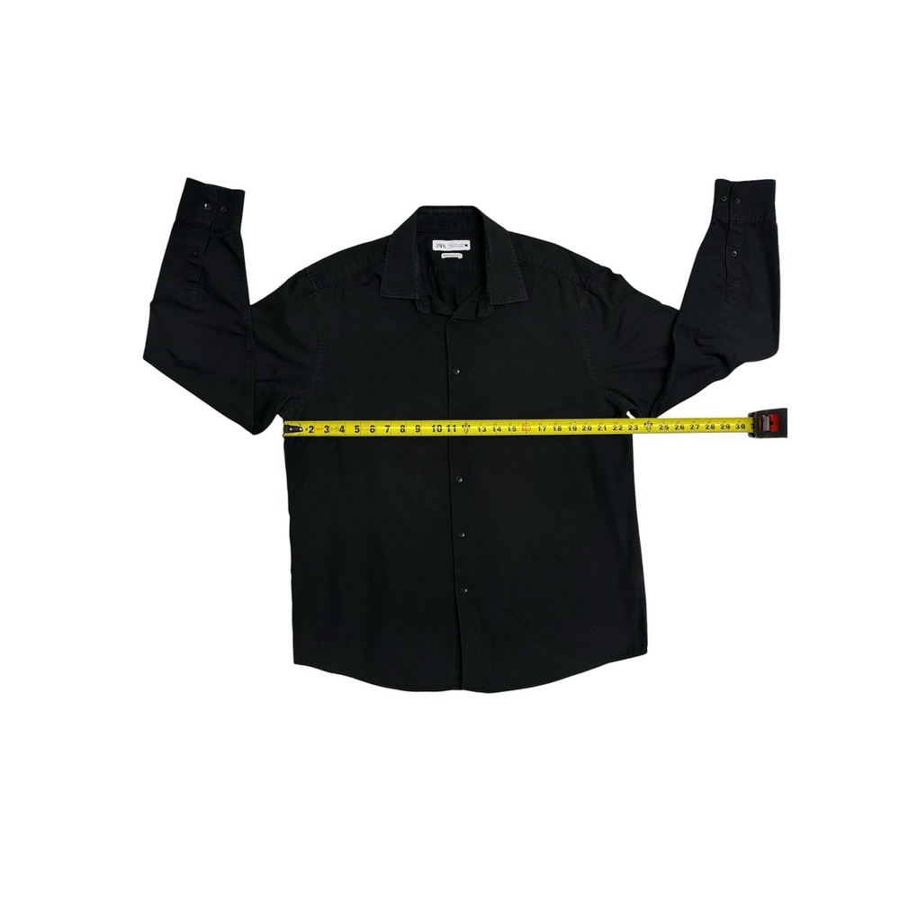 Zara Man Mens Regular Fit Long Sleeve Dress Shirt Black  Mens X-Large - Picture 4 of 7